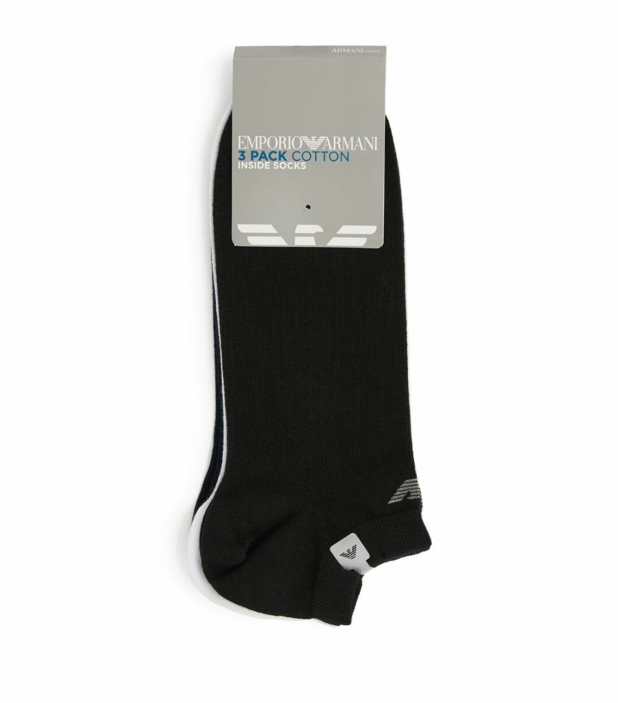 Men * | Armani Eagle Trainer Socks (Pack Of 3) 00997-Multi