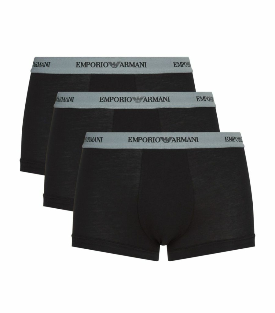 Men * | Armani Stretch Cotton Trunks (Pack Of 3) 00120 Blk Boxers