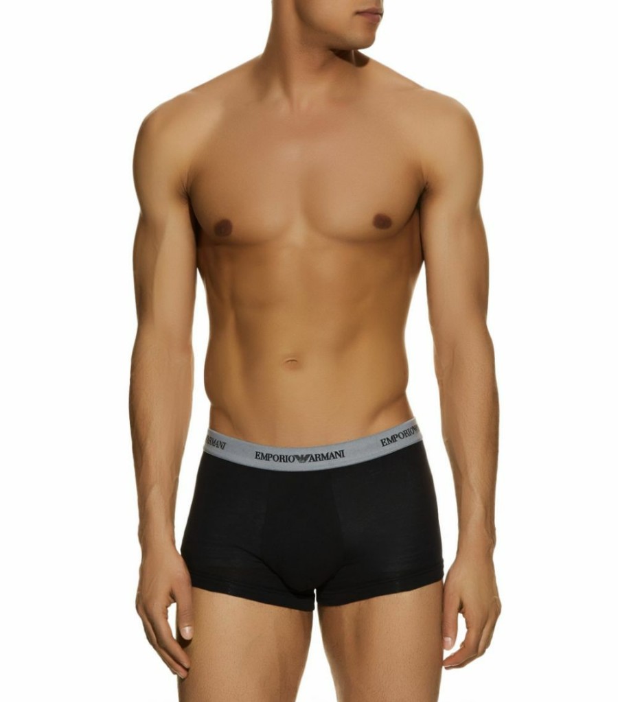 Men * | Armani Stretch Cotton Trunks (Pack Of 3) 00120 Blk Boxers