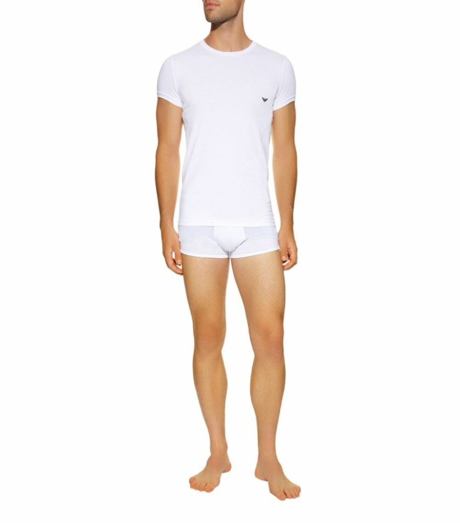 Men * | Armani Stretch Cotton Eagle T-Shirt 00010 White Loungewear