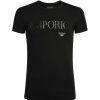 Men * | Armani Stretch Cotton Logo T-Shirt 00020-Black Logo T-Shirts