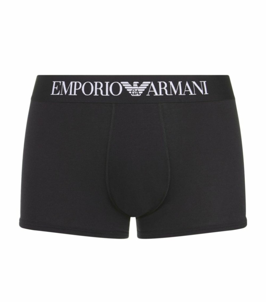 Men * | Armani Logo Motif Trunks 00020 Black Boxers