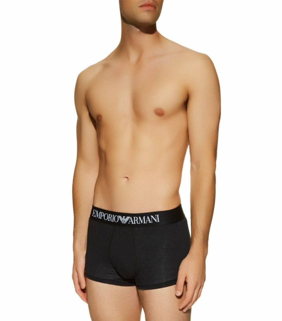 Men * | Armani Logo Motif Trunks 00020 Black Boxers