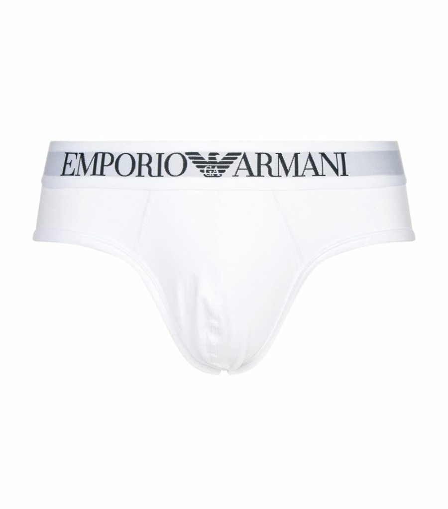 Men * | Armani Stretch Cotton Briefs 00010 White