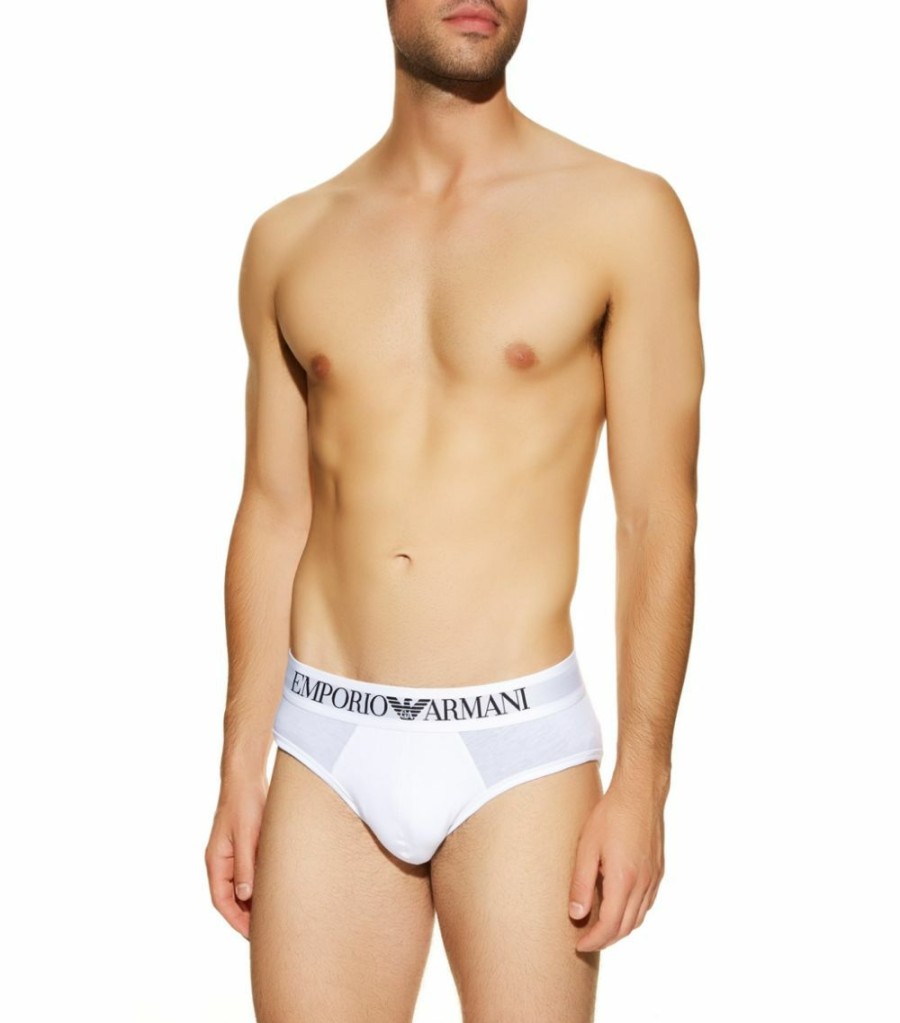 Men * | Armani Stretch Cotton Briefs 00010 White