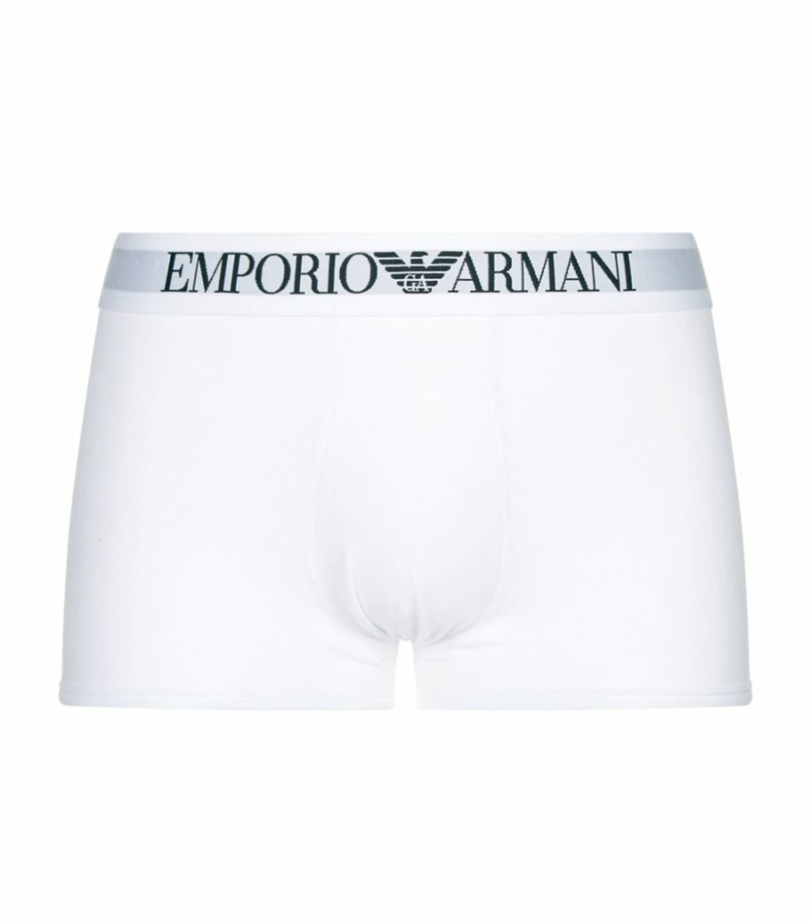 Men * | Armani Stretch Cotton Trunks 00010 White Boxers