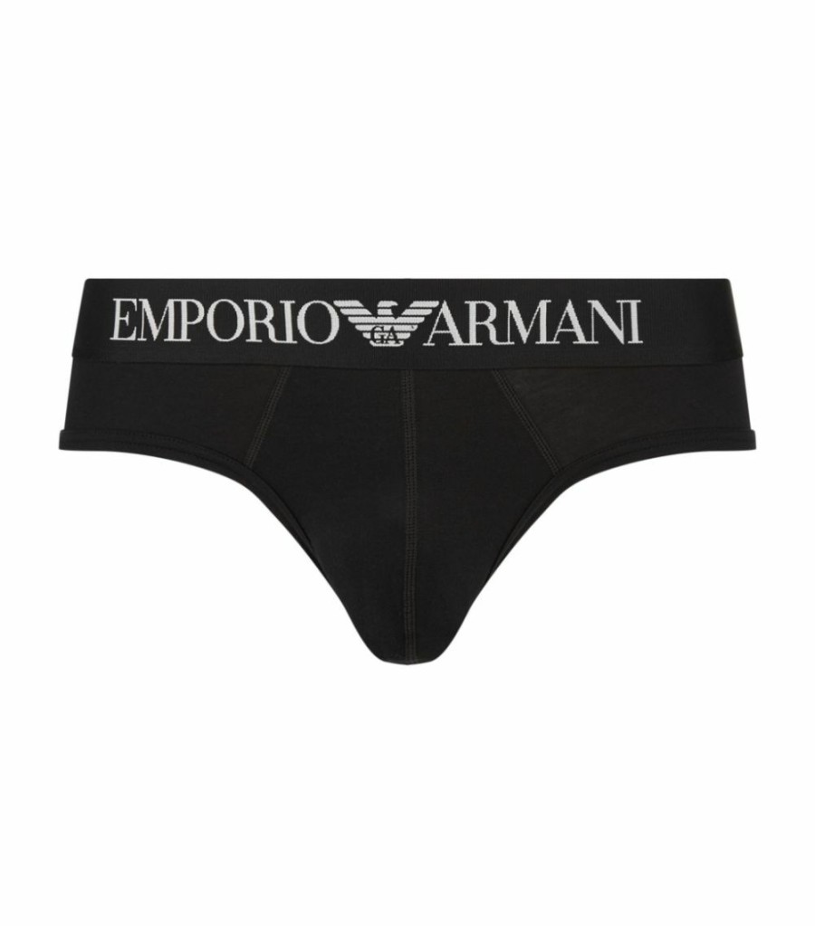 Men * | Armani Logo Briefs 00020 Black