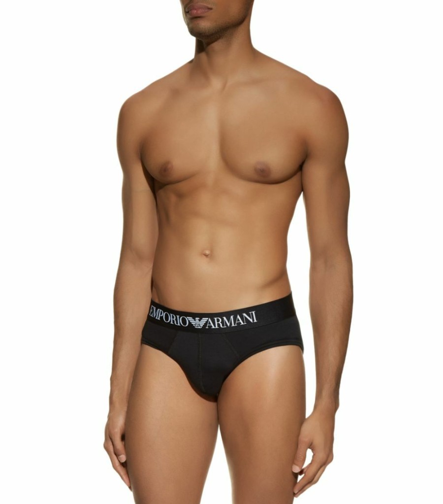 Men * | Armani Logo Briefs 00020 Black