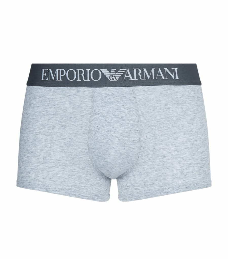 Men * | Armani Stretch Cotton Trunks 00048 Gry Boxers