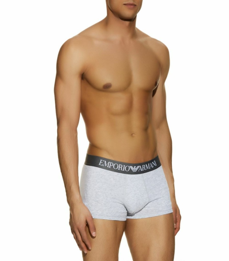 Men * | Armani Stretch Cotton Trunks 00048 Gry Boxers